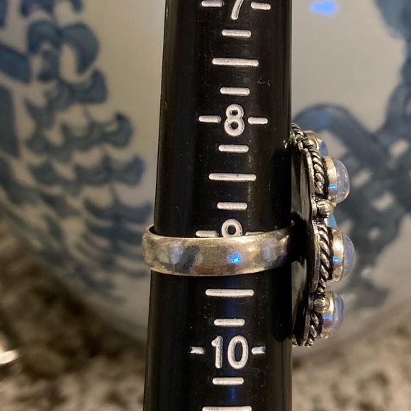 Fire Opal Fashion Ring on Silver Plated Setting - Picture 7 of 8